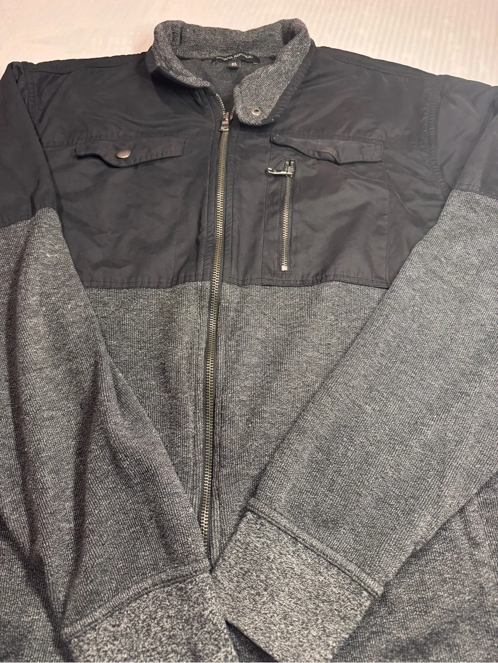 Banana Republic Two-Tone Charcoal & Dark Grey Zip Jacket